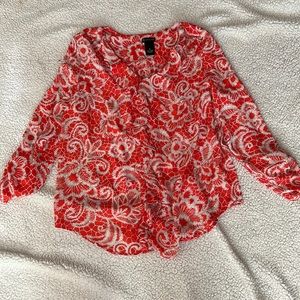 New Directions XL coral and cream blouse